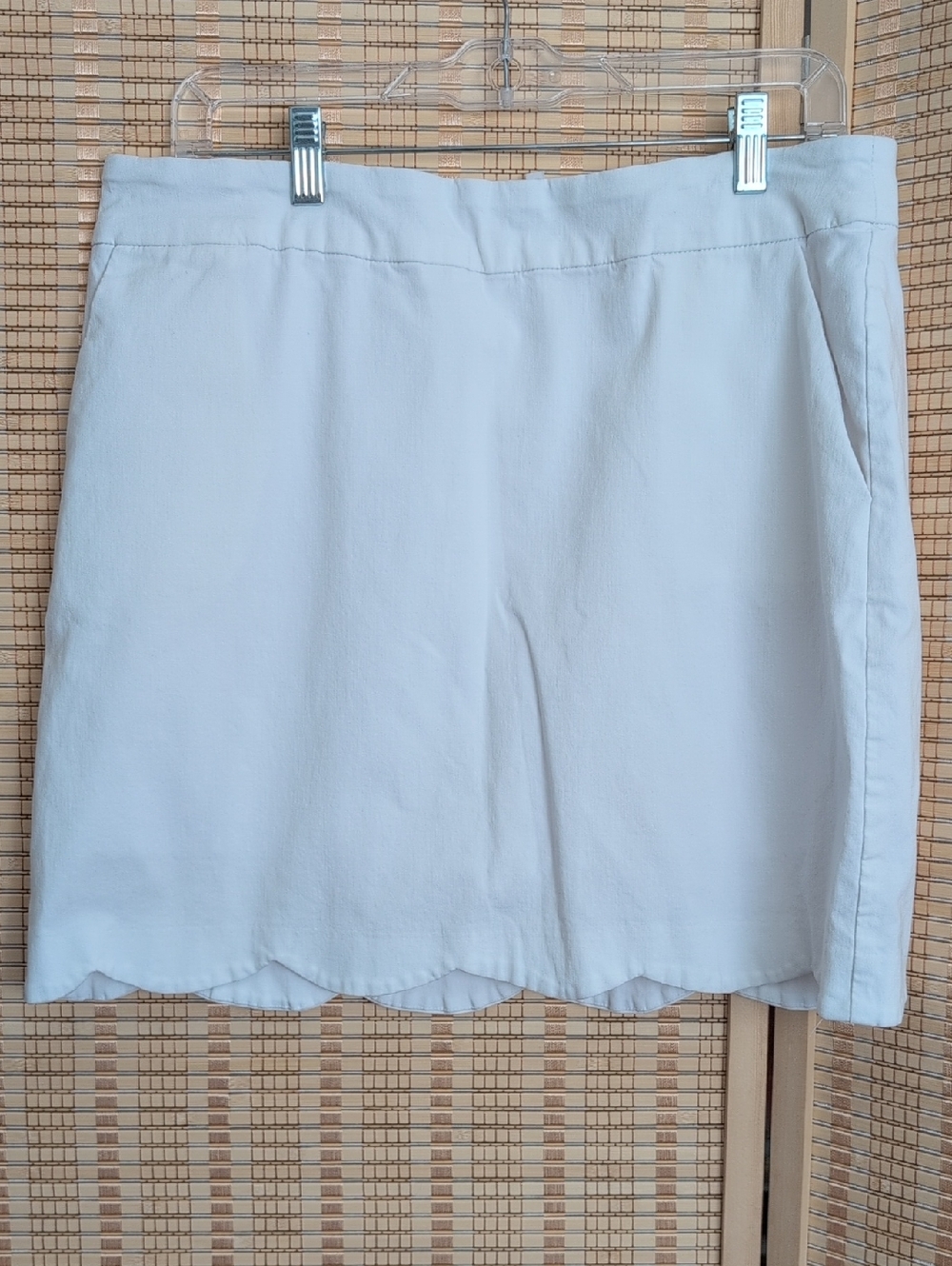 White Scalloped Hem Mini Skirt